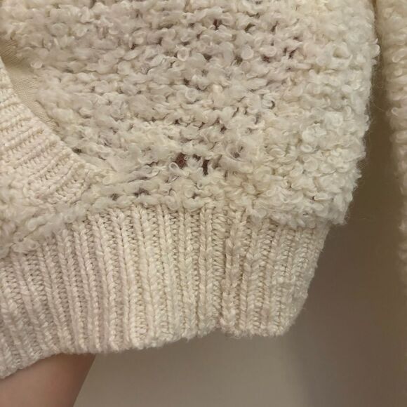 Abercrombie and Fitch Sherpa Knit Teddy Beige Bomber Jacket with Pockets Small - Picture 3 of 7